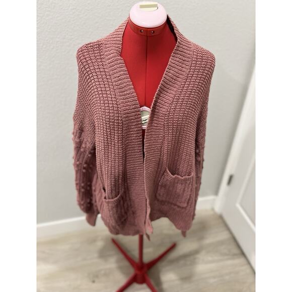 Madewell XS Cardigan Sweater Open Front Knit Pockets Mauve Rose Casual - Picture 3 of 8